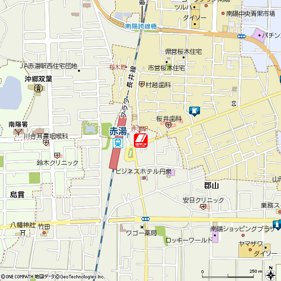 赤湯駅前付近の地図